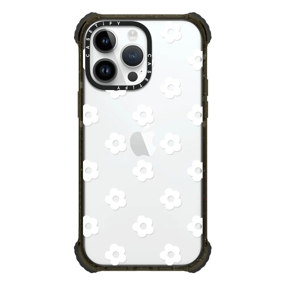 Casetify iPhone 14 Pro Max -Ditsy Daisies - White Black, Ultra Impact Case